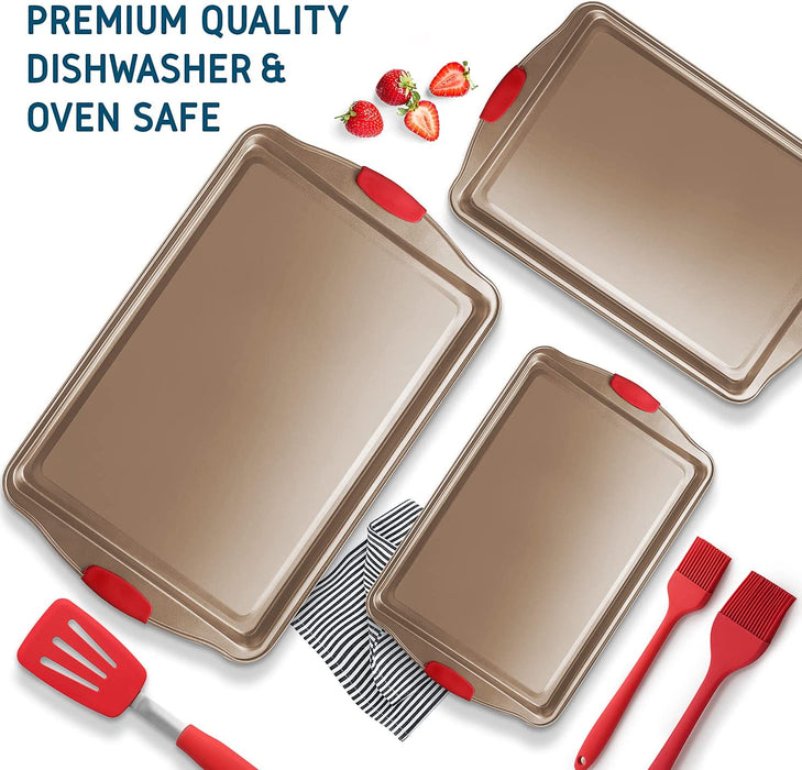 JOYTABLE™ Baking Sheet Set with Silicone Handles Brown [Case of 10]