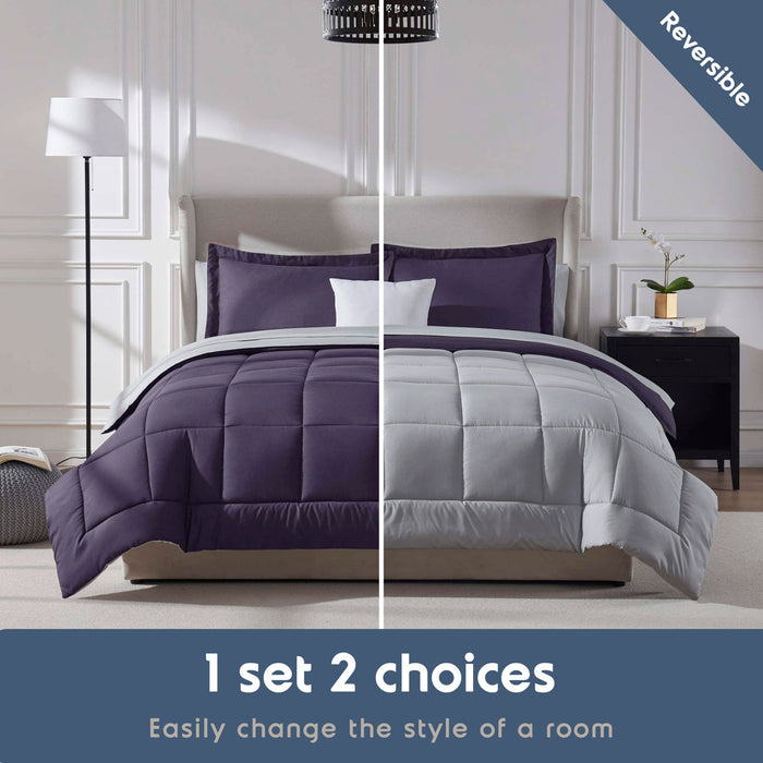 AMYX Bed in A Bag Reversible Comforter Set with Bed Sheets & Memory Foam Cooling Pillows