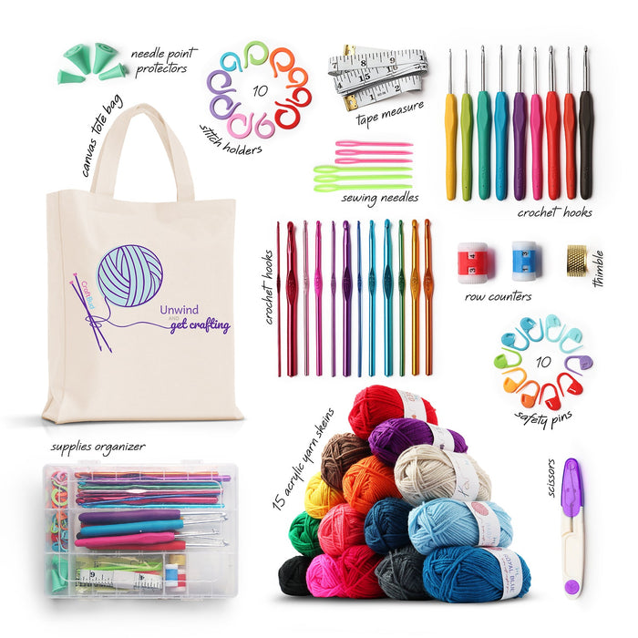 CraftBud™ 73 Piece Crochet Kit with Crochet Hooks Yarn Set