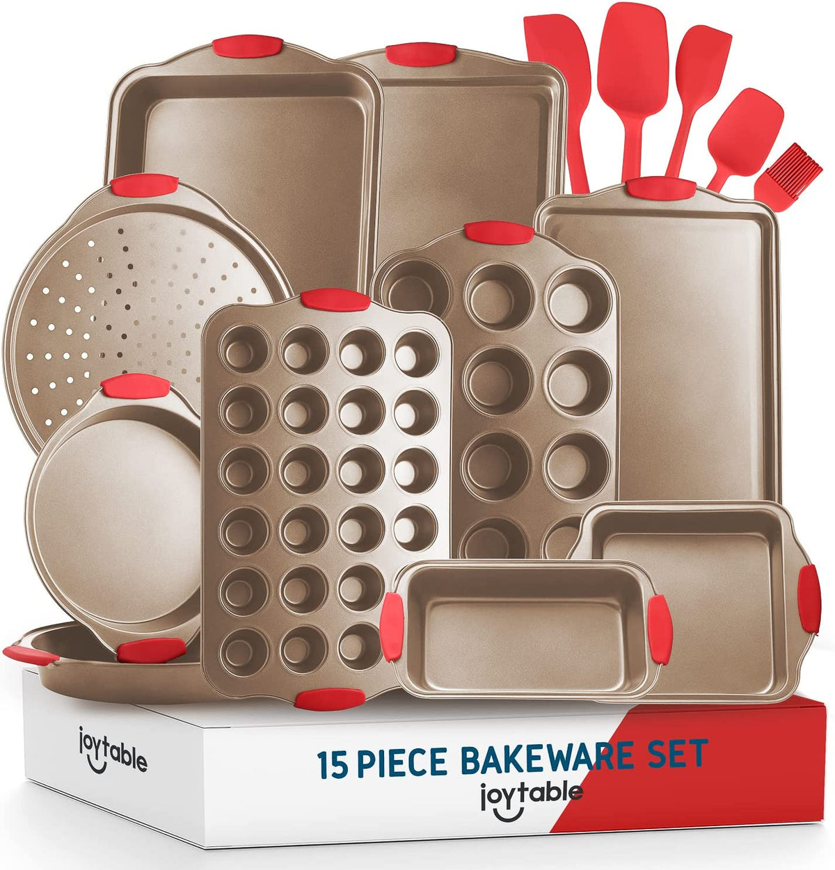 Joytable Bakeware Set - 3 Pc Nonstick Bakeware Set With Silicone