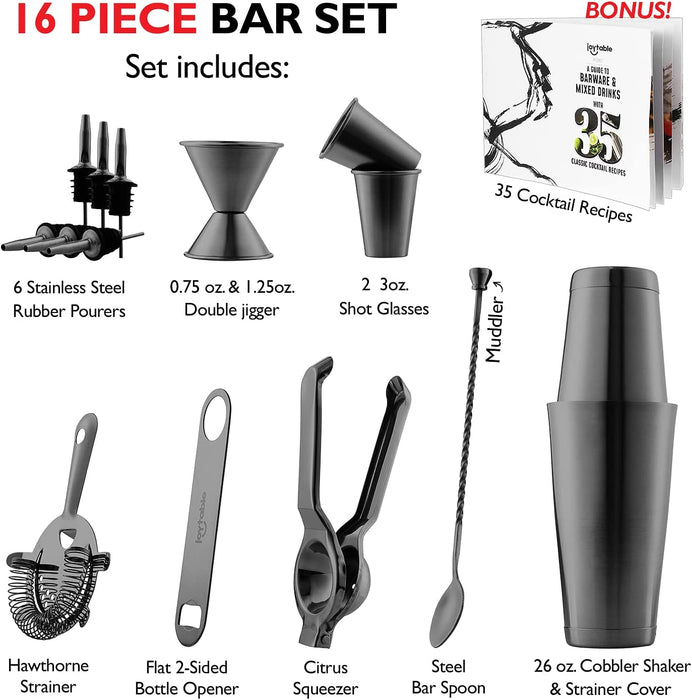 JOYTABLE™ 16PC Bar Set Cocktail Shaker Set [Case of 10]