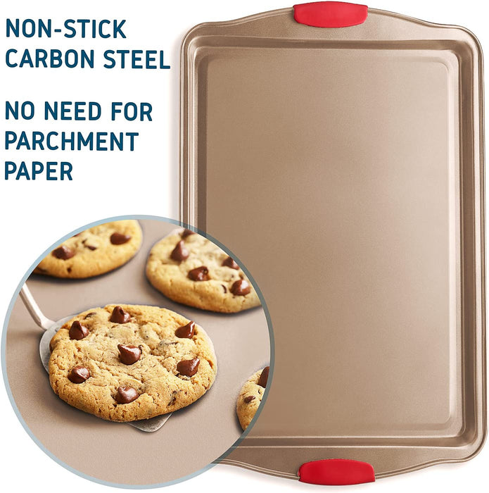 JOYTABLE joytable baking sheet, 6pc cookie sheet set with silicone