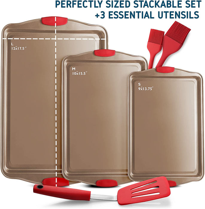 JOYTABLE™ Baking Sheet Set with Silicone Handles Brown [Case of 10]