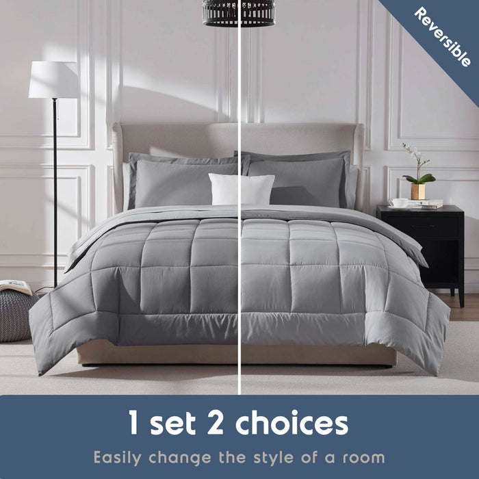 AMYX Bed in A Bag Reversible Comforter Set with Bed Sheets & Memory Foam Cooling Pillows