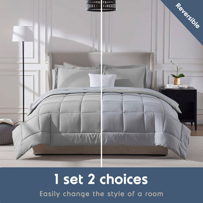 AMYX Bed in A Bag Reversible Comforter Set with Bed Sheets & Memory Foam Cooling Pillows
