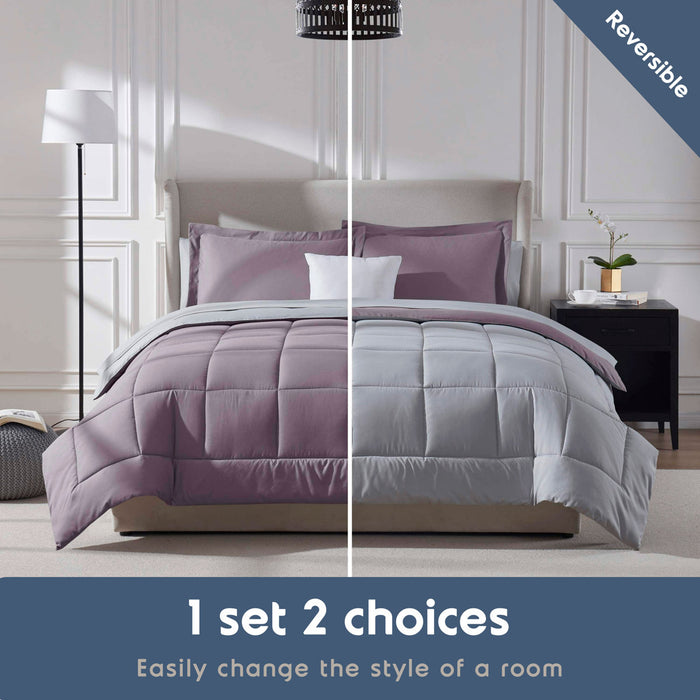 AMYX Bed in A Bag Reversible Comforter Set with Bed Sheets & Memory Foam Cooling Pillows