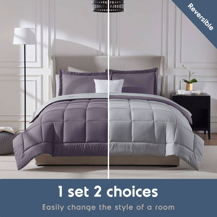 AMYX Bed in A Bag Reversible Comforter Set with Bed Sheets & Memory Foam Cooling Pillows