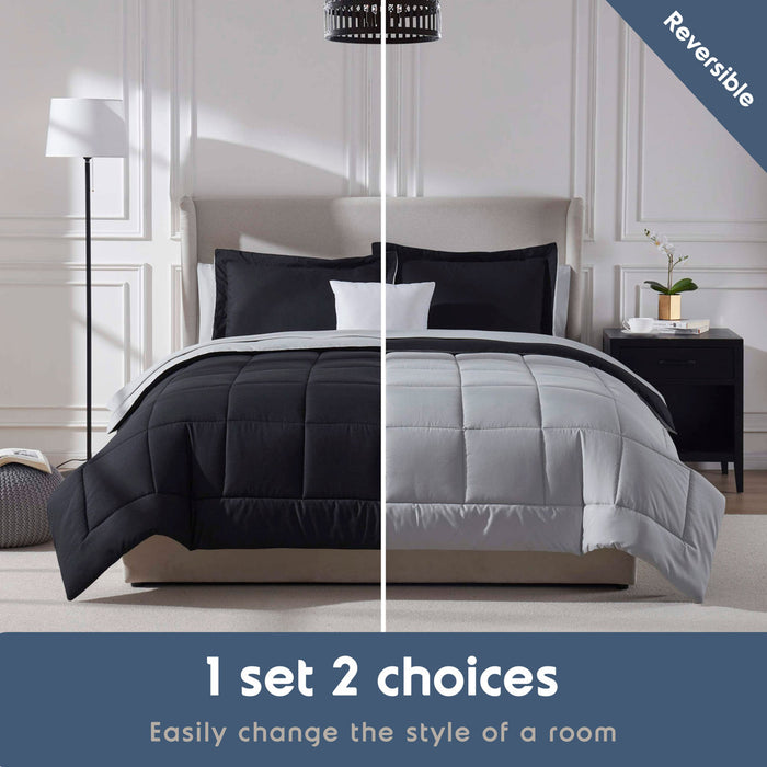 AMYX Bed in A Bag Reversible Comforter Set with Bed Sheets & Memory Foam Cooling Pillows