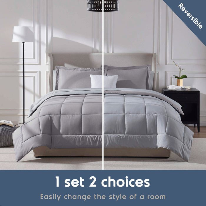 AMYX Bed in A Bag Reversible Comforter Set with Bed Sheets & Memory Foam Cooling Pillows