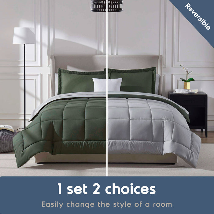 AMYX Bed in A Bag Reversible Comforter Set with Bed Sheets & Memory Foam Cooling Pillows