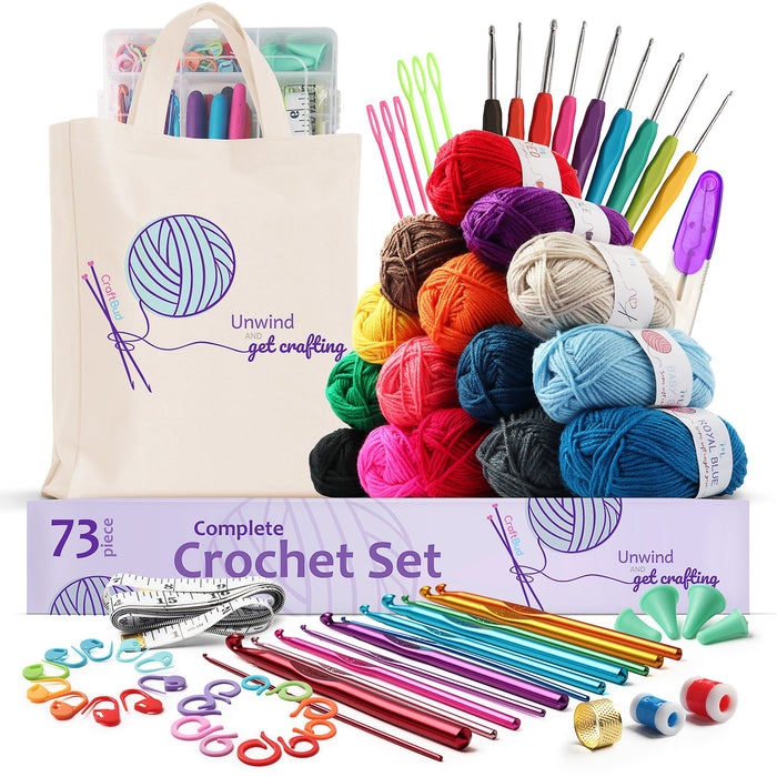 CraftBud™ 73 Piece Crochet Kit with Crochet Hooks Yarn Set