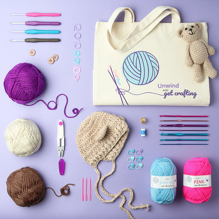 Hearth & Harbor Mini Crochet Set Kit With Yarn And Crochet Hook
