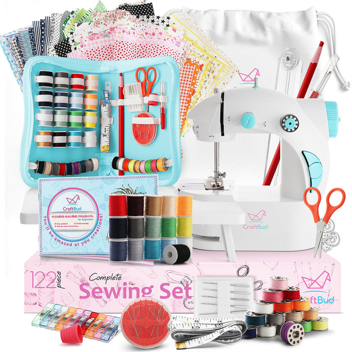 CraftBud™ Kids Mini Sewing Machine, 122 PC Kit [Case of 10