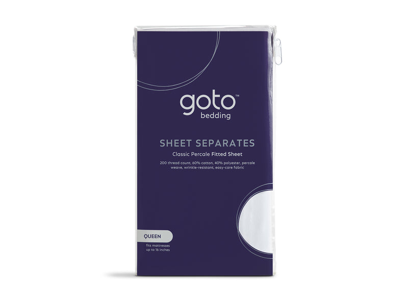 Goto® Percale Fitted Sheet [Case of 20]
