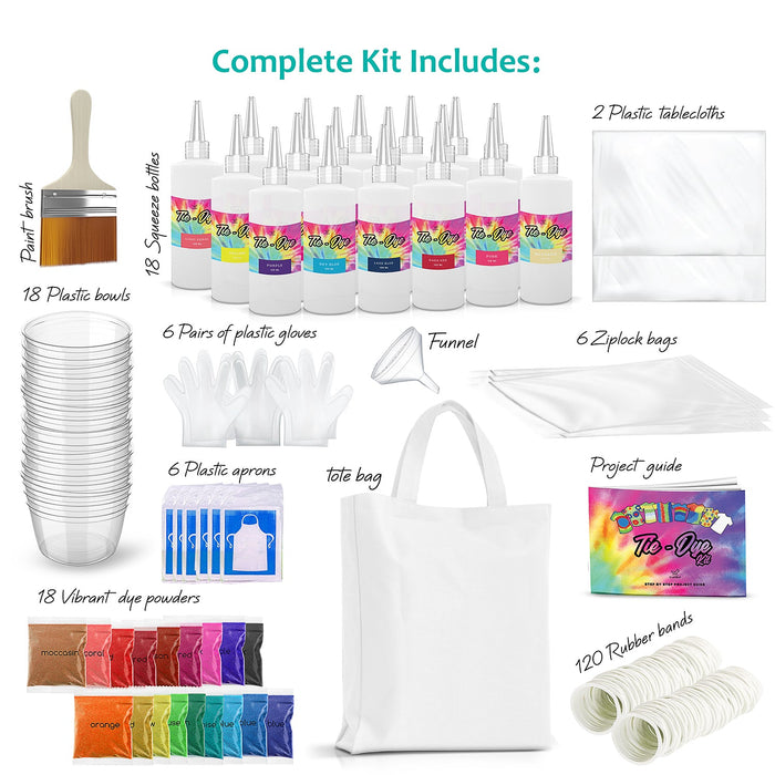  Tulip One-Step Tie-Dye Kit Party Supplies, 18 Bottles Tie Dye,  Rainbow, 1 Count (Pack of 1) : Home & Kitchen