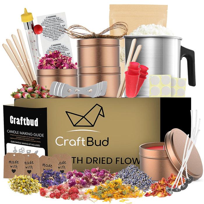 CraftBud™ Full DIY Soy Candle Making Kit with Candle Wax and Supplies [Case of 10]